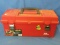 Red Plastic Box Full of Old Tools -Some Vintage – Appx 19” L x 9” W X 9” Deep – Local Pick up
