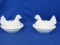 2 Vintage Milk Glass Hen on Nest Candy Dishes (Both Closed Tails)   Each 5” T 7” L x 5 1/2” W