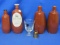 5 Vintage Wine Bottles 2 Glass & 2 Pottery, Top Hat Coctail Glass & Golden Wedding Whiskey Cap