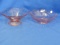 2 Pink Depression Glass Bowls , Each with cut Floral Design each  8 1/2” DIA – one pedestal (3” T)