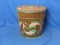 Wood Panel Bucket/Pail With Cover – Hand Painted Fish – 12 1/2” T – Top 12 3/4” D