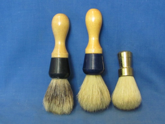 Wood Handle Shaving Brushes & Woman's Metal Handle Powder Brush - Longest 5 1/2”