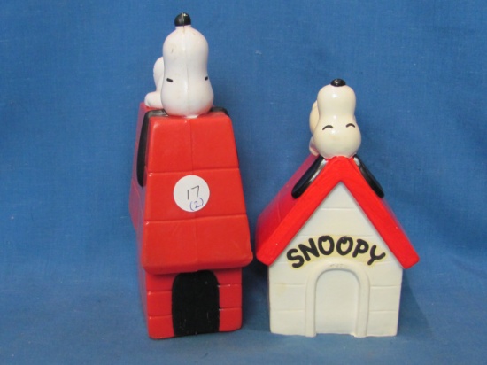 Snoopy Banks – 1966 & 1970 Plastic & Ceramic – Small Holes On Plastic Bank