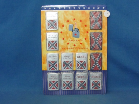 Store Display of Rebel Lighters – Sealed – 2 Plastic Covering Have Tears – As Shown