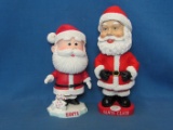Santa Claus Bobble Heads (2) – One Dated 2002 – Tallest 7” - As Shown