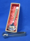 2 Vintage Solingen Stainless Table Items: Sugar cube Tongs & 5 1/2” L Soup Spoon in Gift Box