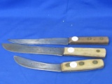 3 Vintage Knives: Ontario Knife Co. “Old Hickory”, & 2 Marked Hammer Forged Made in USA” - All have
