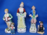 5 Figurines: 4 marked Japan & 1 Unmarked – Range from 7” T to 3” T