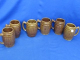 Set of 6 Pottery Barrel Mugs  Each appx 5” T