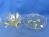 Yellow Lancaster Tulip Depression Glass  8” Plate w/ cut designs
