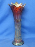 Amethyst Carnival Glass Vase 11 1/4” Tall – Top s 4 1/2” DIA  base is 3 3/8” DIA