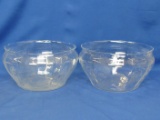2 Princess House Glass Bowls w/ Cut Floral Design – Made in USA -Both 9” Top DIA x 5” Deep  on 6” DI