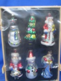 6 6” Glass X-Mas Ornaments – NIB – J.C. Penney – in a 10” x 14” x 3” Crate