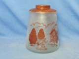 Pokee Hansel & Gretel Glass Cookie Jar – 8 1/2” T – Small Chip Bottom Of Cover