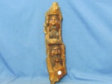 Wood Carving of Men's Faces – Dated 1992 – 16” L – As Shown