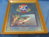 1992 Heileman's Old Style Beer Mirror With Brook Trout – 15 1/4” x 20 1/2” - As Shown