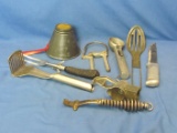 Old Kitchen & Stove Utensils & Sifter – Some With Markings – As Shown