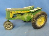 John Deere Toy Tractor – Metal Wheels – Rubber Tires – Missing Stack & Steering Wheel
