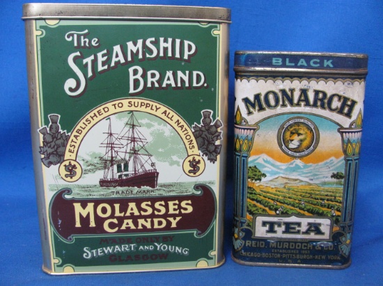 2 Tins: Monarch Tea & The Steamship Brand Molasses Candy (Made in England)