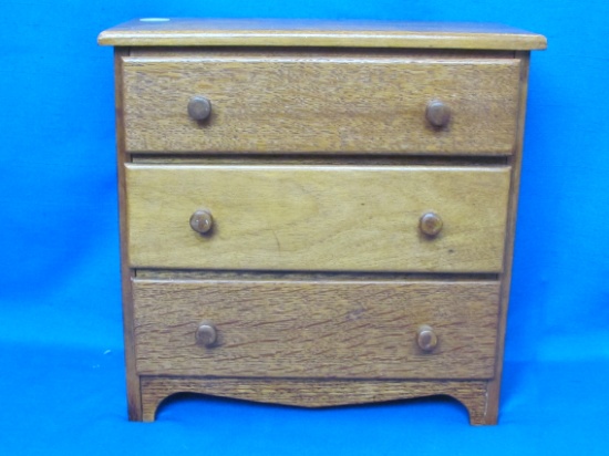 Wood Doll Dresser with 3 Drawers – 9 1/2” tall – 9 1/2” x 4 1/2” - Good condition