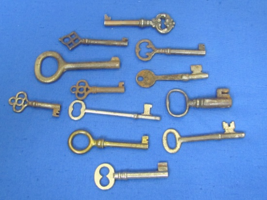 Lot of 12 Skeleton Keys – 1 marked Penn – 1 Taylor – Longest is 3 1/4”