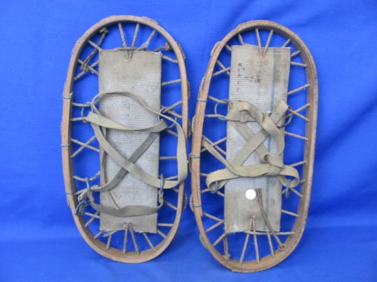 Wood Snow Shoes – 9” x 18 1/2” - England – Stamped 1948 – Small Crack – As Shown