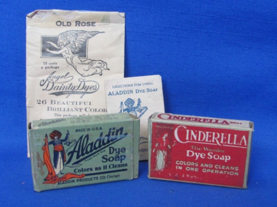 Vintage Advertising: Cinderella & Aladdin Dye Soaps – Angel Dainty Dyes Packet