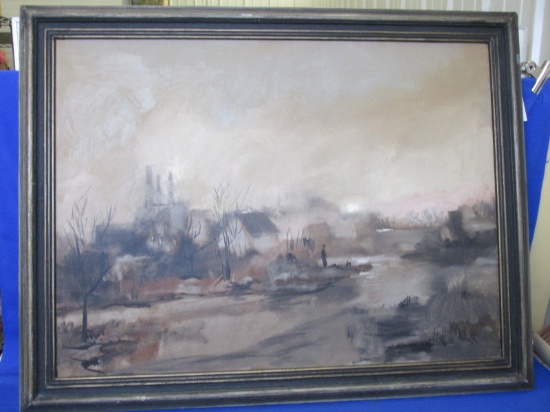 Vintage 1966 Framed Artwork Of Robert Fifield An Abstract Oil Painting Called “Foggy Morning” -