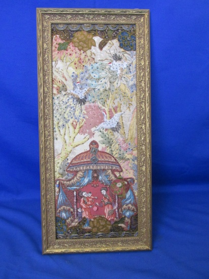 Framed Asian Art Layered Fabric With Different Bead Mediums (Including Rolled Paper) -