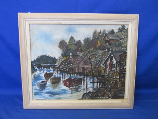 Framed Painting Featuring: “A Water port Along The Woodlands” 22”H x 24”L Signed “Mockert '66”-