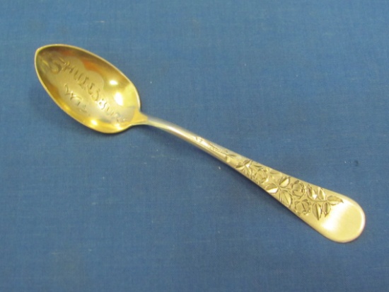 Sterling Silver Spoon “Shullsburg, Wis.” - Floral Design – 4” long – 8.3 grams