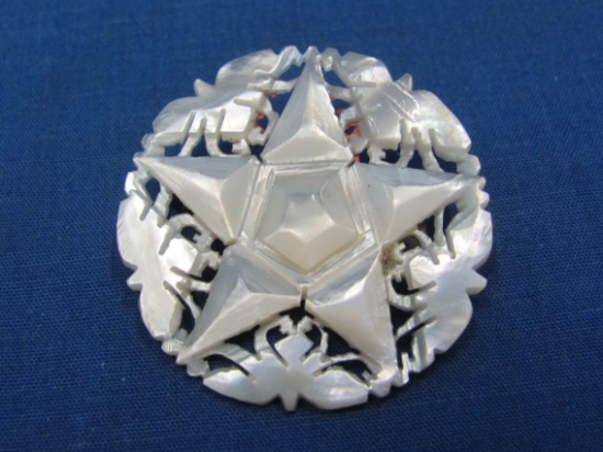 Mother of Pearl Star Pin/Brooch – 1 3/8” in diameter – Pretty – As shown