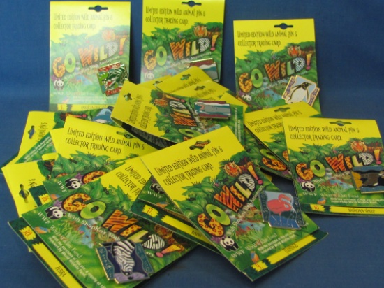 26 Wild Animal Pin & Collector Trading Card “Go Wild” - World Wildlife Fund - 1992