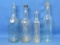 4 Colored Glass Bottles: Chartreuse – Great Atlantic Pacific Tea Co – Plain Teal One