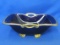 Pottery Dish – Cobalt Blue with Gold Trim – 9” x 5 1/2” - Handles in the middle