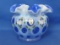 2004 The Museum Collection – Fenton Glass Vase – Blue Coin Dot – Hand Painted – 4 3/4” tall