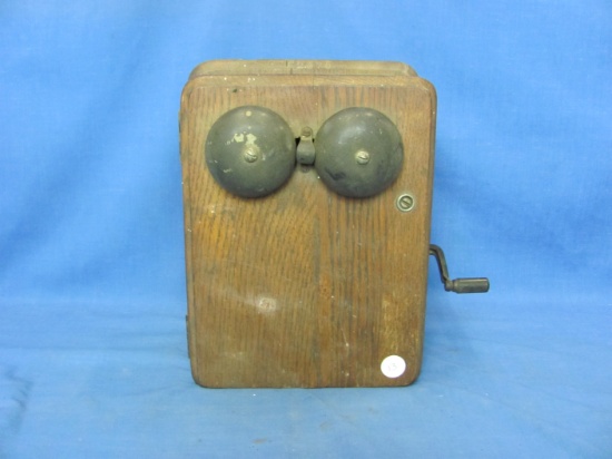 Antique Wood Wall Telephone Ringer Box – 7 3/4” x 10” - Dove Tail Corners – Rebuilt 1940