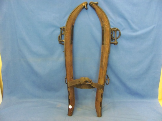 Cast Iron & Wood Horse Hames – Pair – 28” L – As Shown