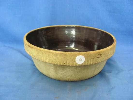 1930's Cook Rite Glazed Stoneware Bowl – 3 5/8” T – 9 7/8” D – Bottom Marked