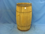 Wood Nail Keg With Metal Straps/Wire – 18 1/4” T – Wood Slabs Are Loose