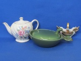 Small Porcelain Teapot made in England, Souvenir of YMCA, Berwick PA – Individual Casserole