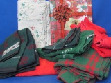 Mixed Lot of Christmas Linens: Hand Towels – Tablecloths – Various Styles & Sizes