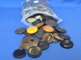 Bag of Larger Size Buttons – Up to 2” in diameter – Good vintage condition, as shown