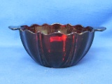 Anchor Hocking Dish – Oyster & Pearl in Royal Ruby – Handled Bon Bon – 5” in diameter