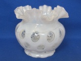 Vintage Fenton Glass Vase – White Opalescent Coin Dot or Coin Spot – 4 3/4” tall