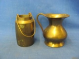 Brass Pitcher & Pail With Handle – Tallest 3 1/2” - As Shown