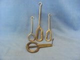 3 Metal Button Hooks – Unmarked – 4 7/8” Longest – One Jews Harp or Jaw Harp