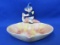 Cute Ceramic Dish with Pixie/Elf Riding a Snail – 5 3/4” wide – 3 1/2” tall – unmarked