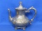Silverplate Teapot by St. Louis Silver Co. - Embossed & Etched Floral Design – 7 1/2” tall