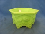 Fenton Lime Green Hexagonal Planter – 4 1/4” T – 7 1/4” D – Some Stains From Use